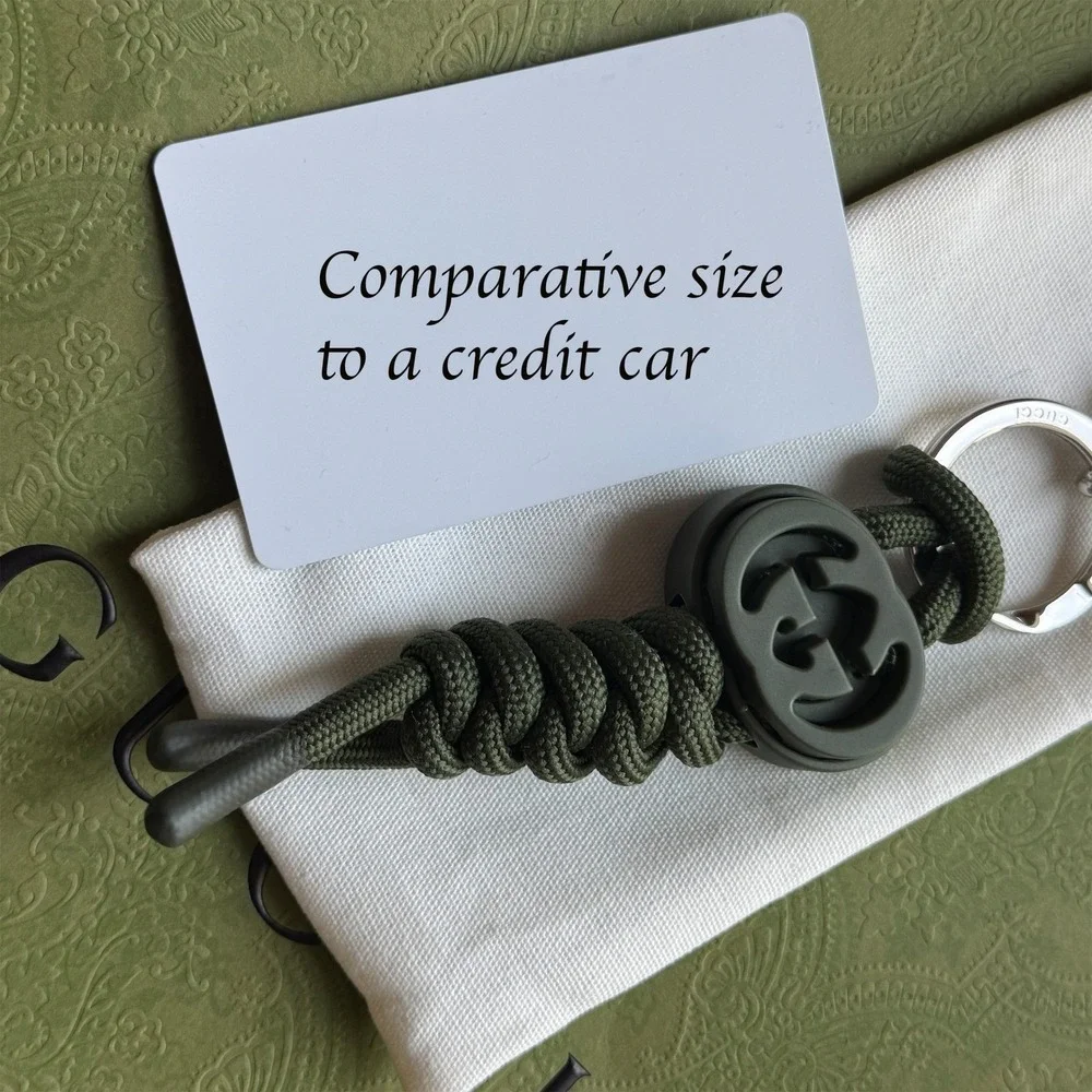 Gucci Dark Green Interlocking G Knotted‎ Cord Keychain Swivel Hook 834480